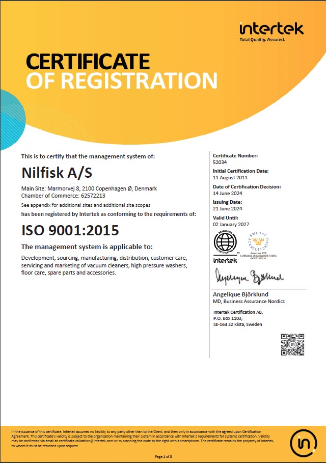 EN 2024 NILFISK ISO90012015 Certificate (July)